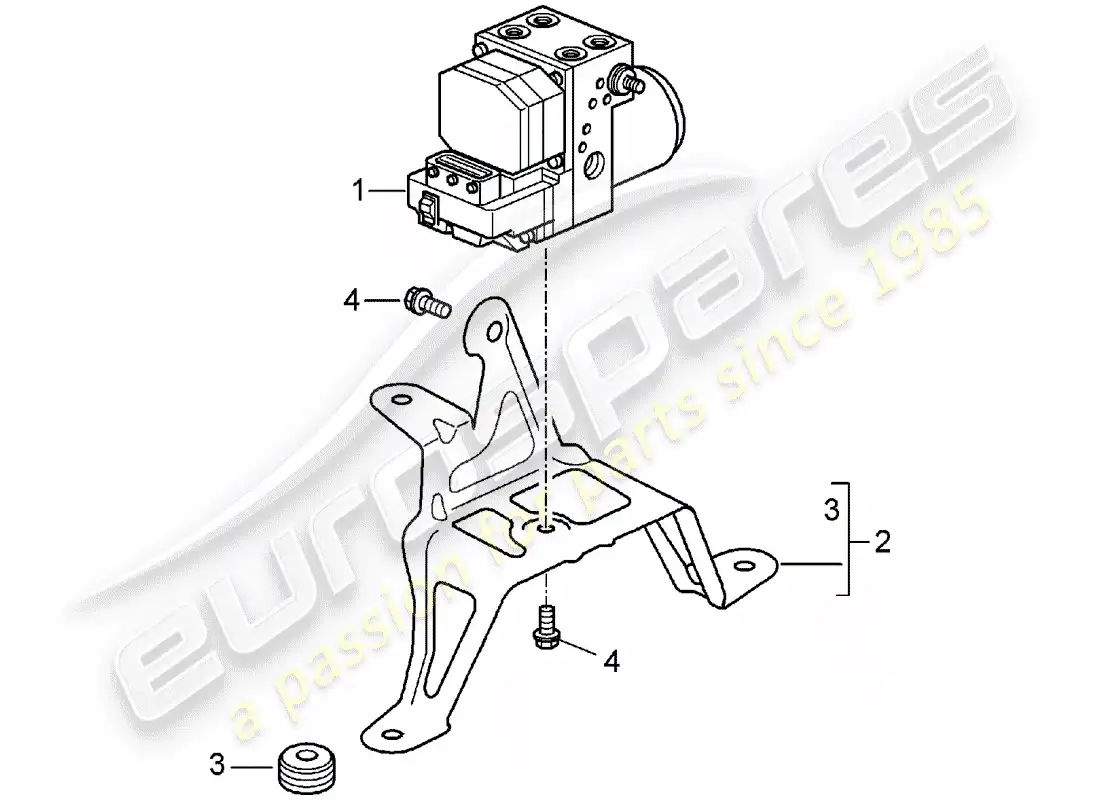 porsche 2001 (996 gt3) unidad hidráulica - sistema de freno antibloqueo -abs- - mando - grupo hidráulico - sistema de freno antibloqueo -abs- - control - d - mj 2004>> diagrama de piezas