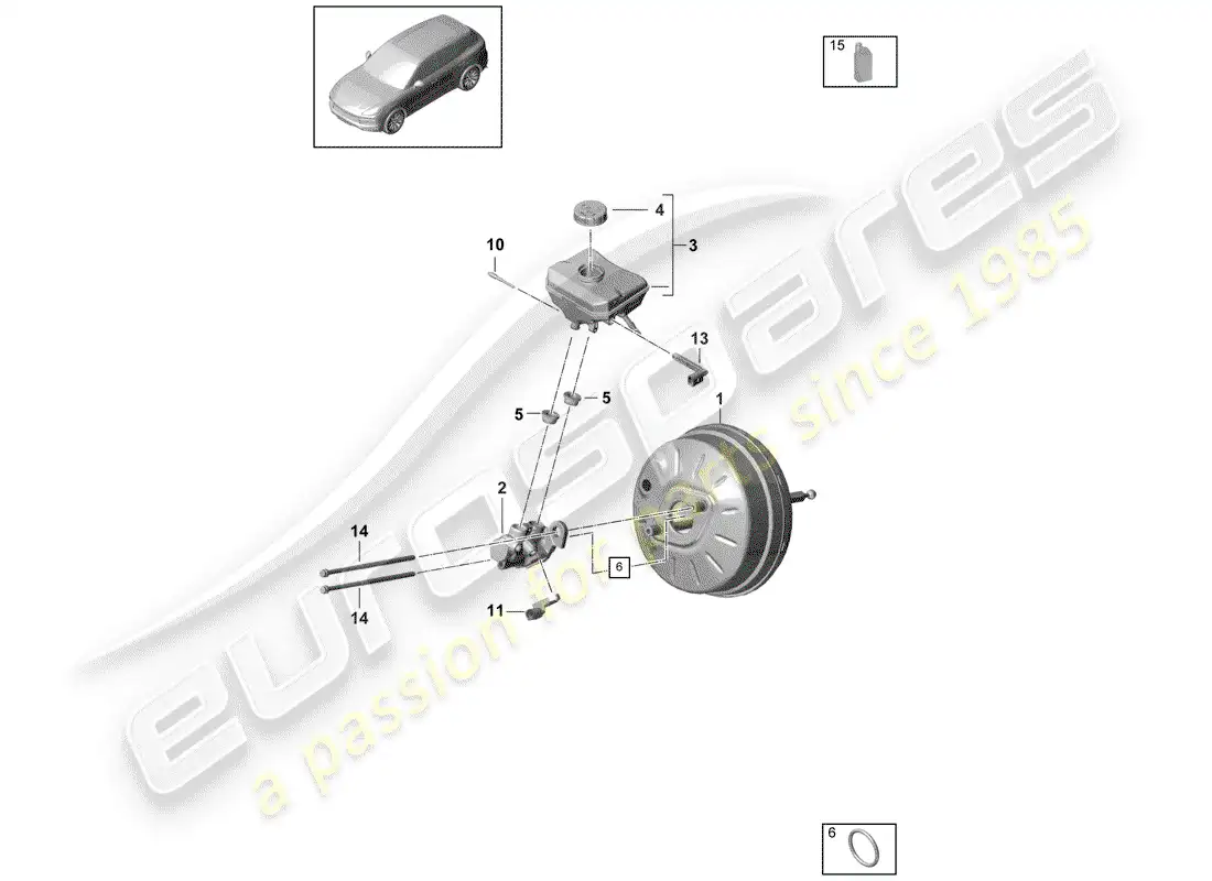 porsche 2019 (cayenne e3 9ya/9yb) cilindro maestro del freno diagrama de piezas