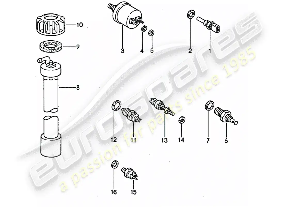 porsche 1990 (944) interruptor - y - sensor diagrama de piezas