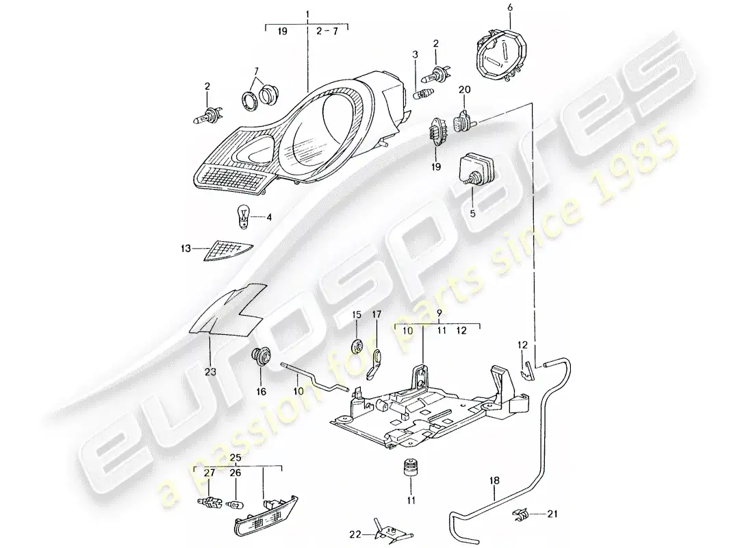 porsche 2004 (996 gt3) faro - repetidor de señal de giro - d >> - mj 2001 diagrama de piezas