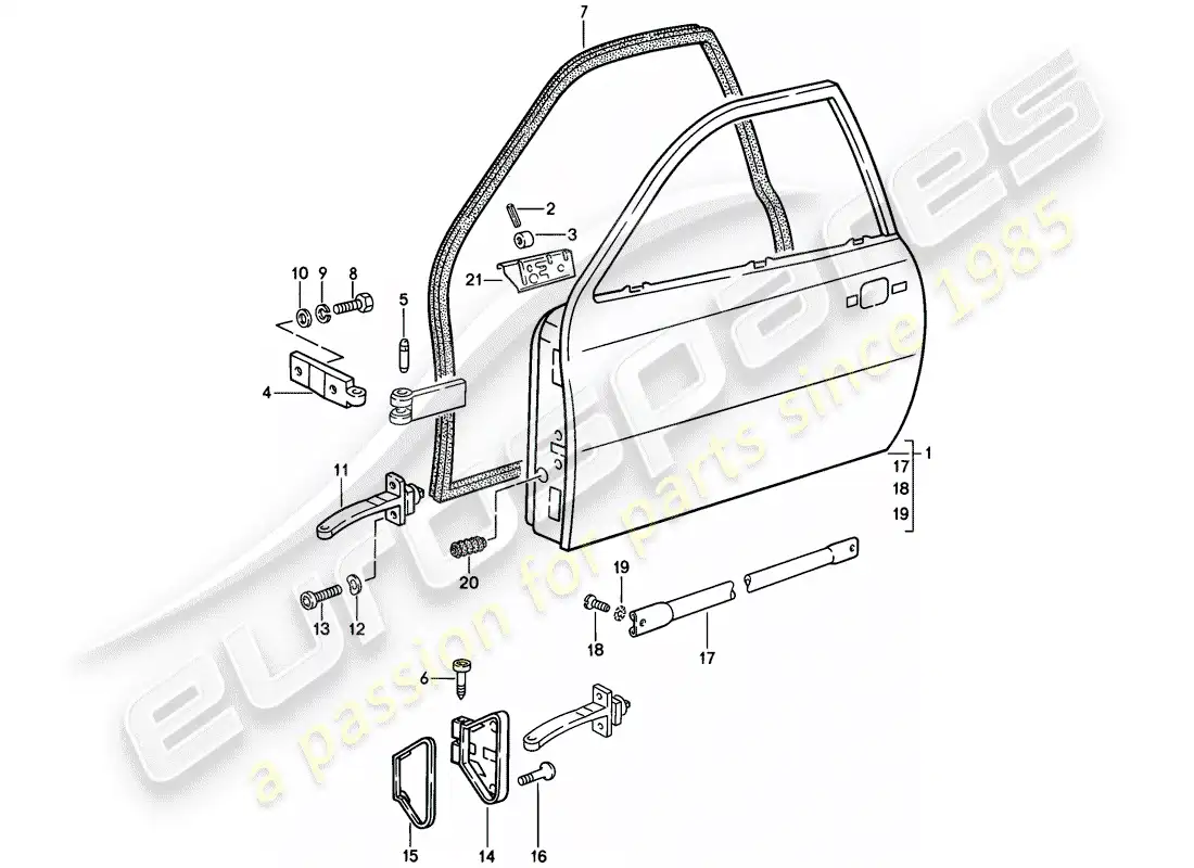 porsche 1983 (944) puerta diagrama de piezas