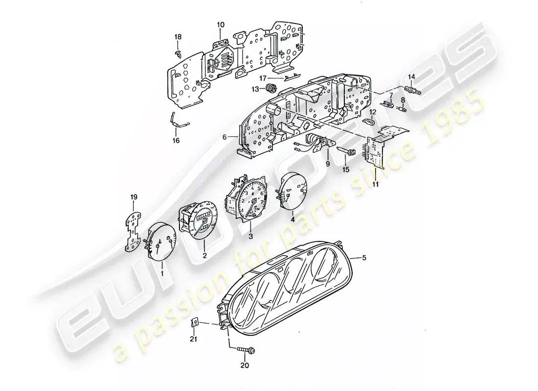 porsche 1995 (968) combinación de instrumentos diagrama de piezas