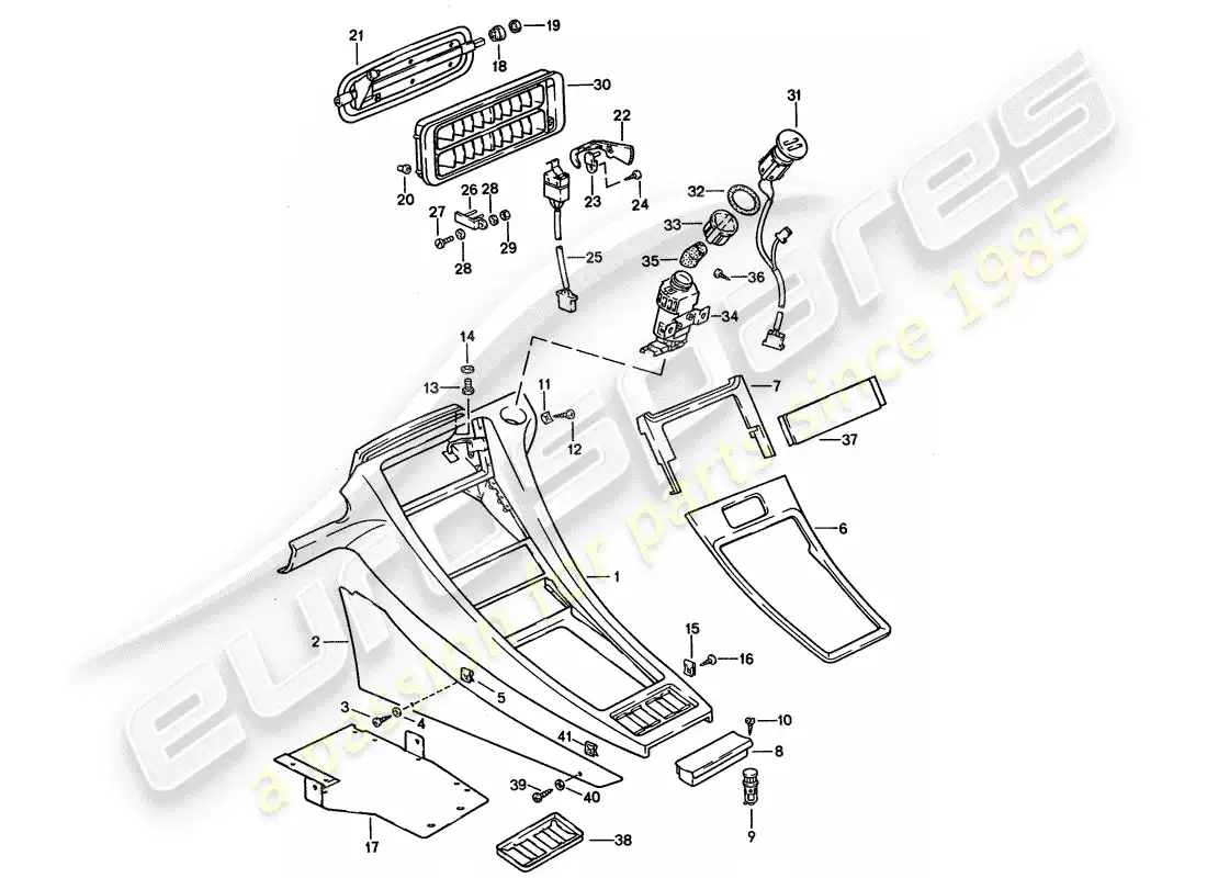 porsche 1993 (928) center console diagrama de piezas