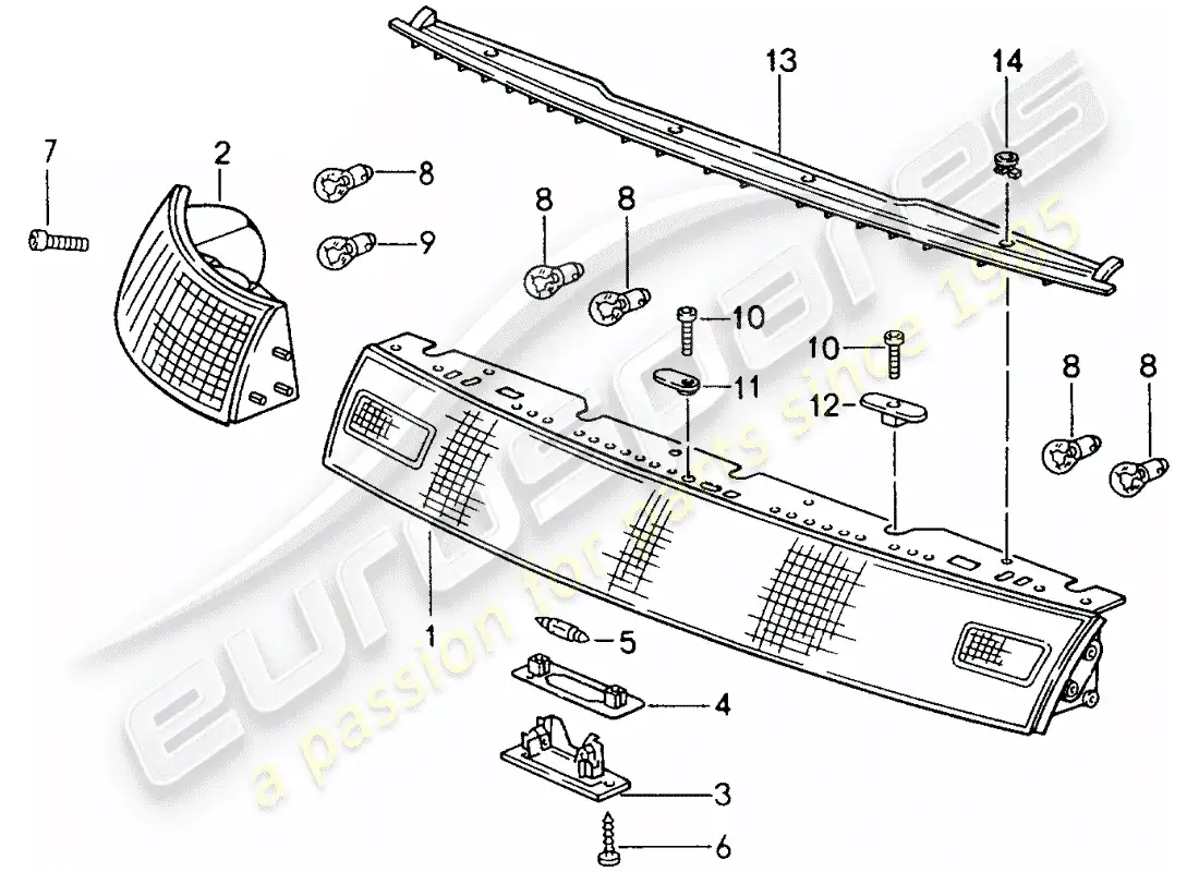 porsche 1994 (993) luces combinadas diagrama de piezas
