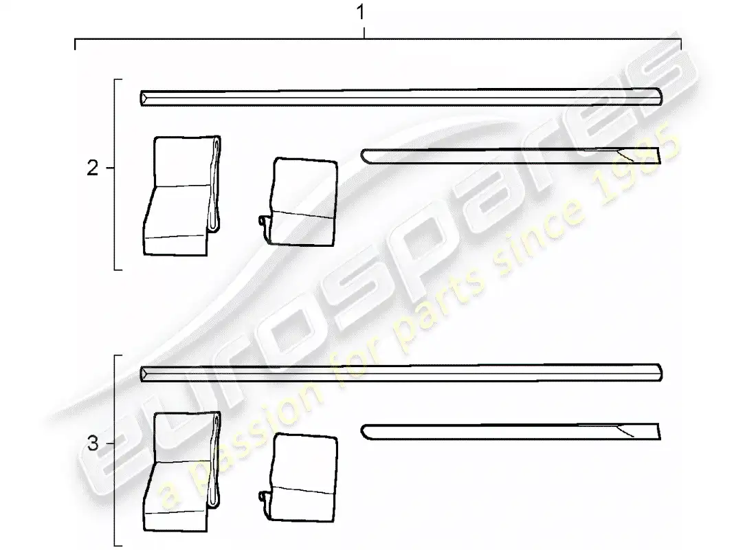 porsche 2004 (tequipment cayenne) tira protectora diagrama de piezas