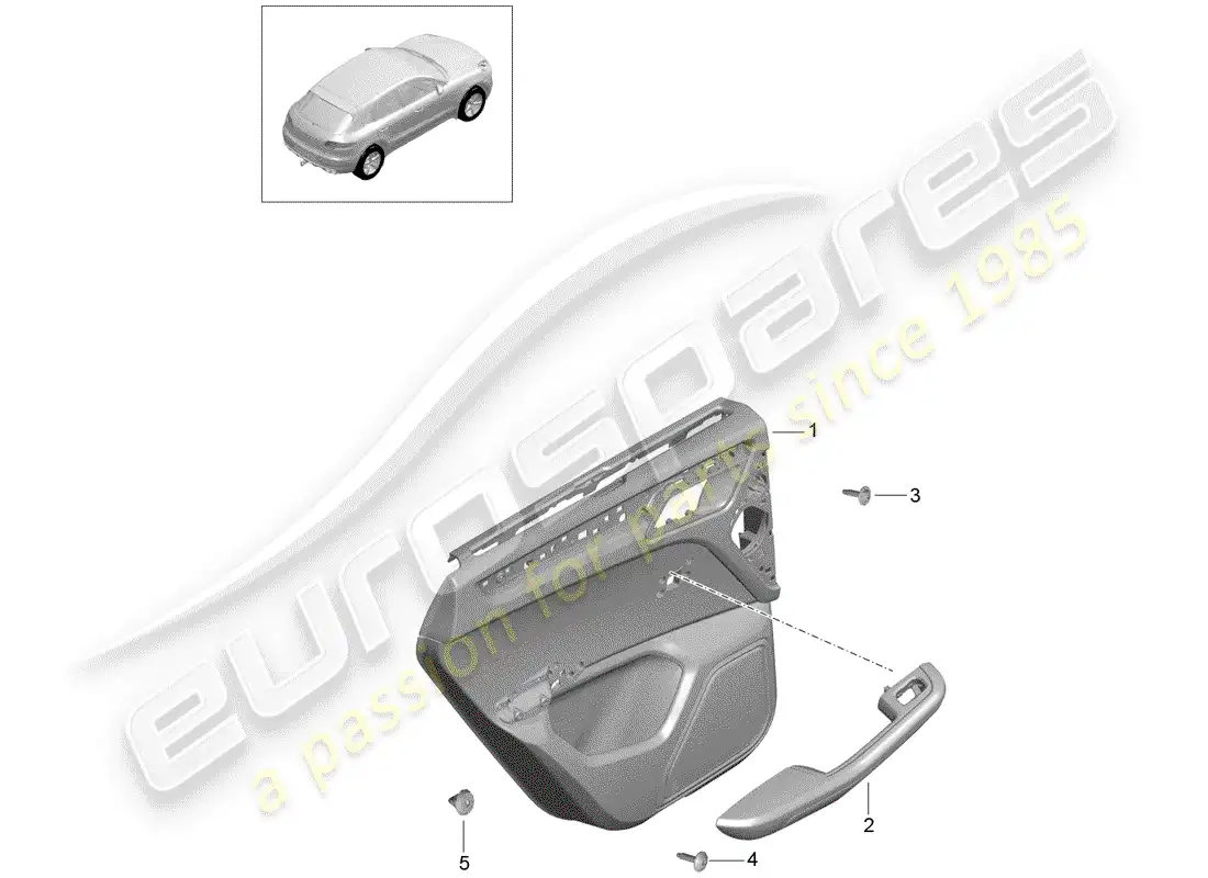 porsche 2016 (macan) panel de la puerta diagrama de piezas