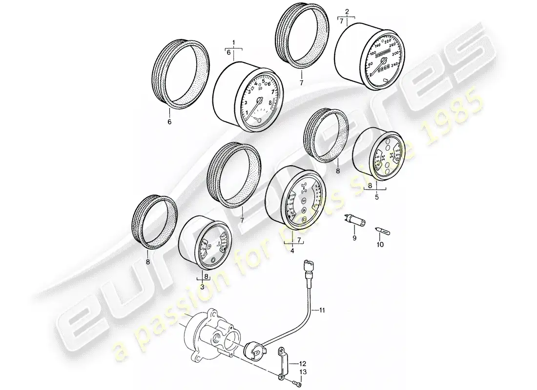 porsche 1987 (959) instruments diagrama de piezas