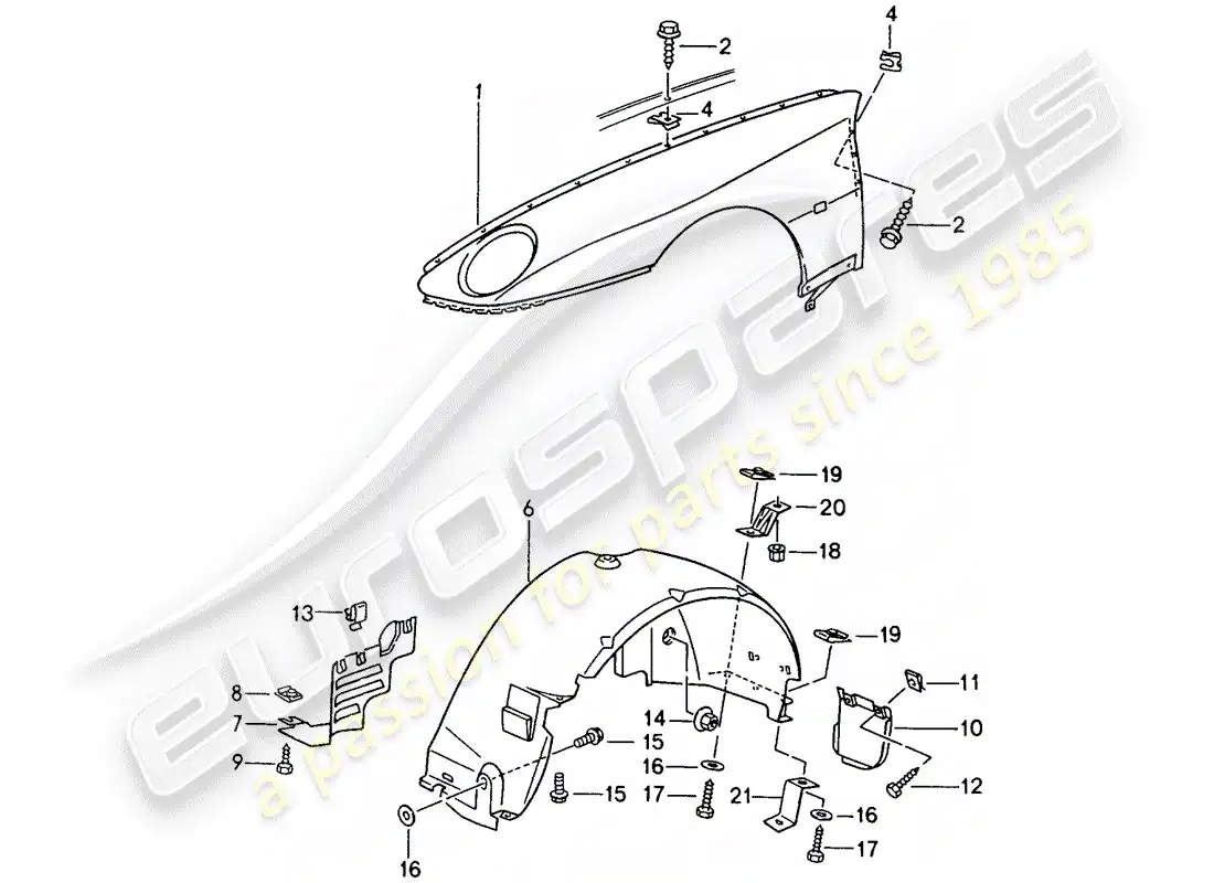 porsche 1995 (968) defensa diagrama de piezas