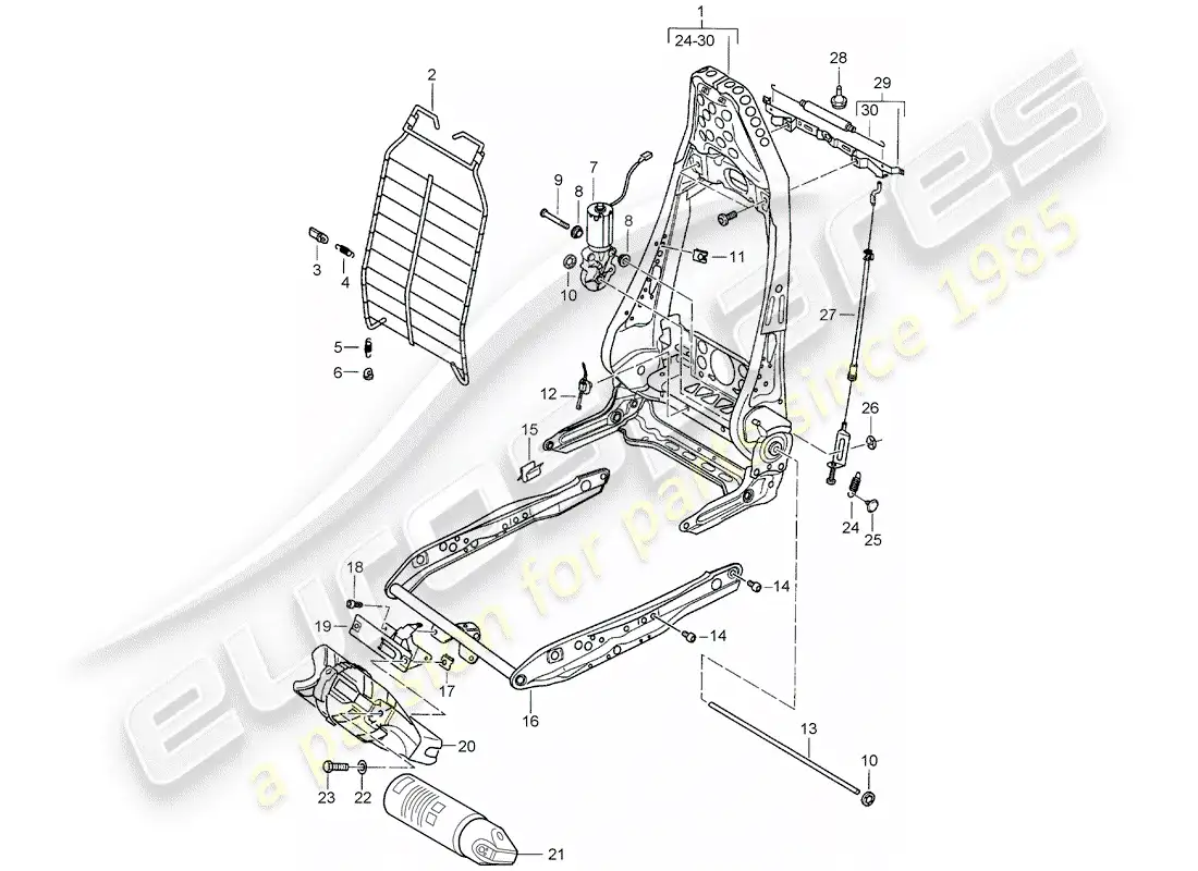 porsche 2001 (986 boxster) estructura - respaldo - estructura para asiento - asiento deportivo diagrama de piezas