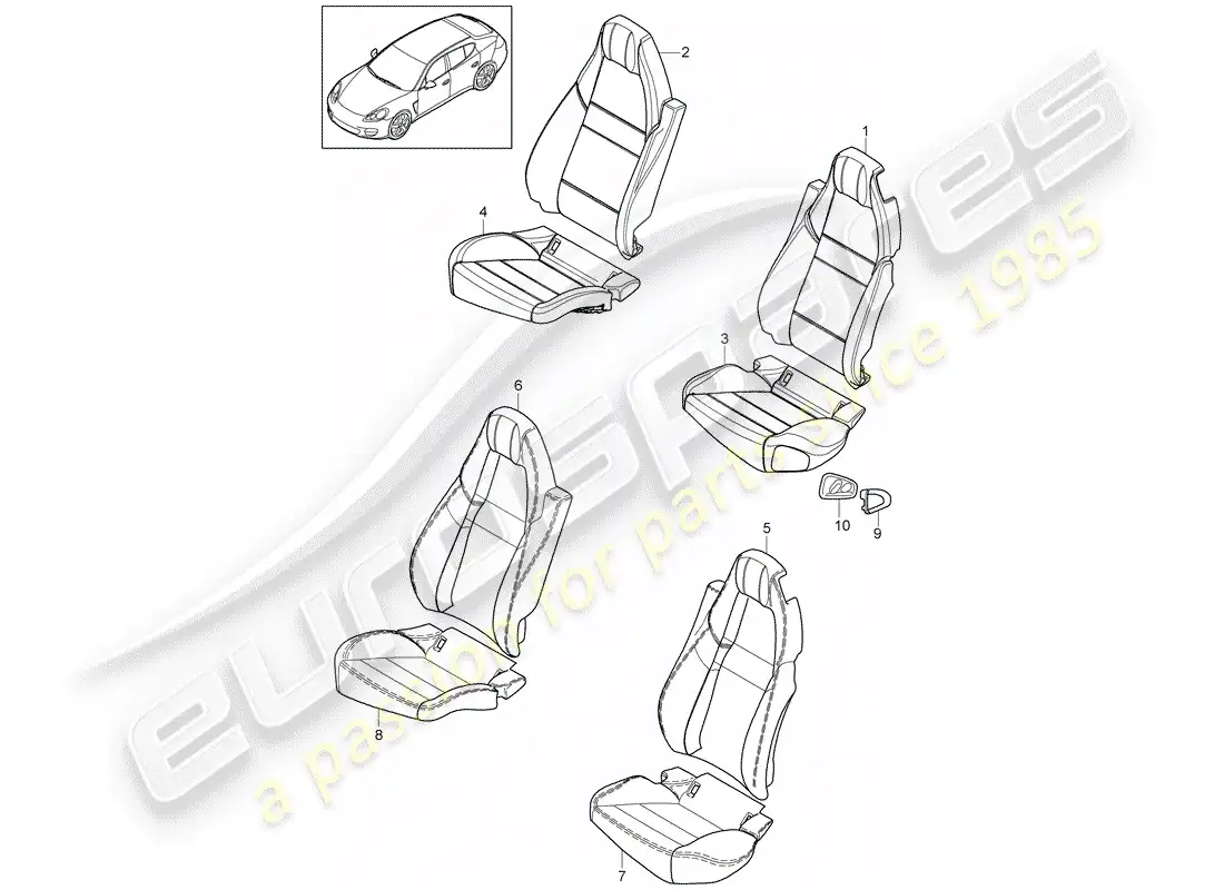 porsche 2013 (panamera 970) parte de espuma diagrama de piezas