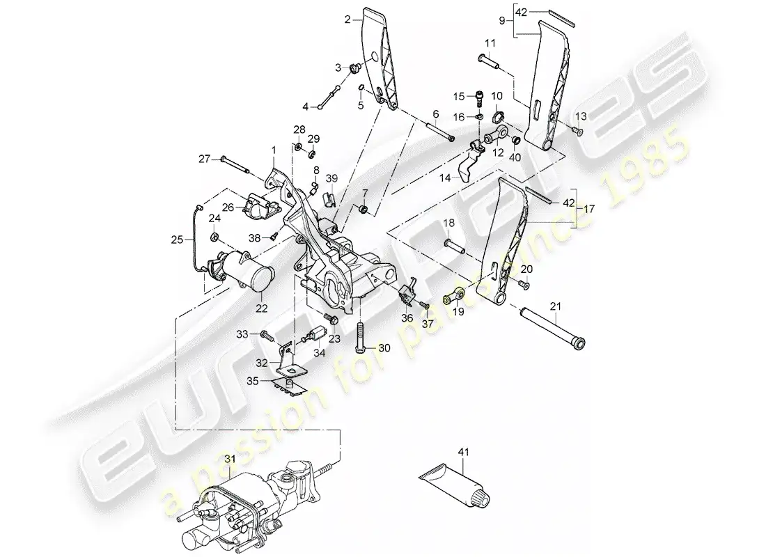 porsche 2005 (carrera gt) diagrama de piezas de pedales