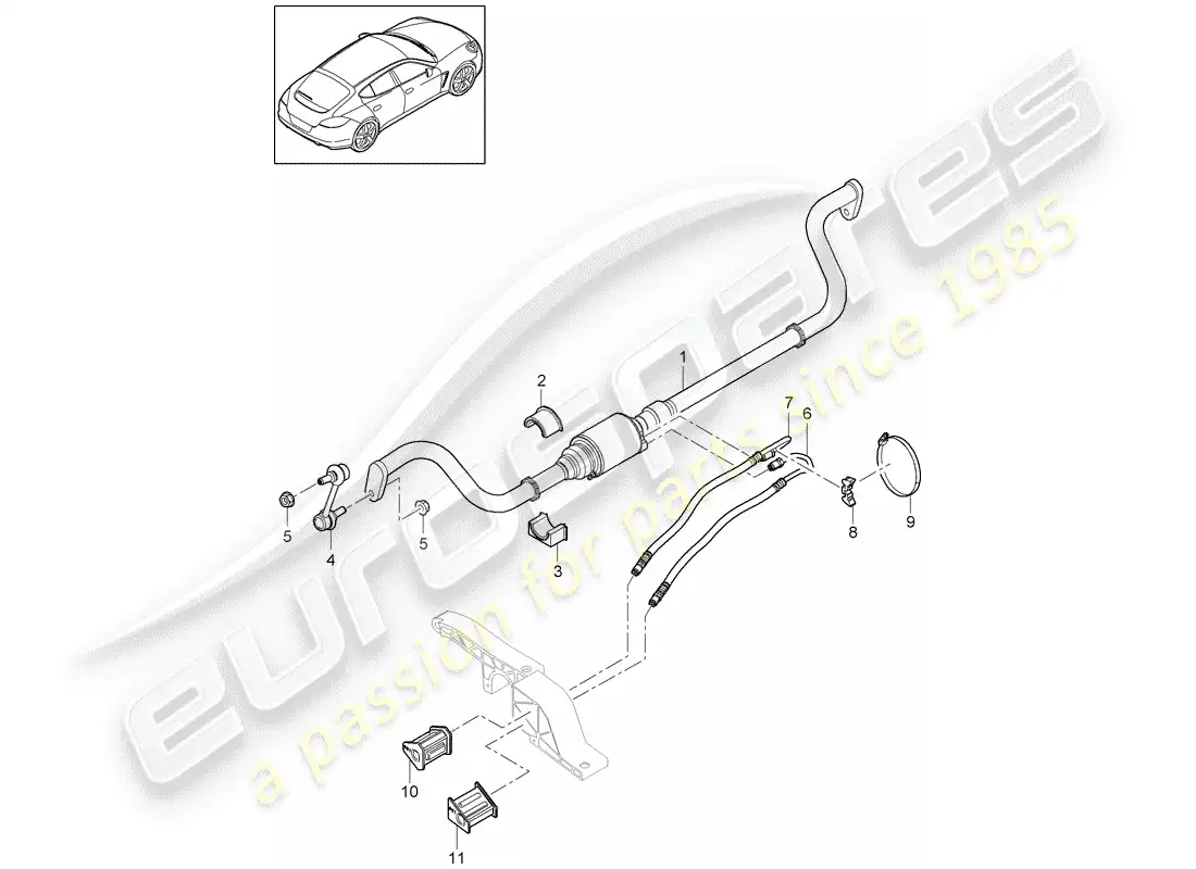 porsche 2011 (panamera 970) estabilizador diagrama de piezas