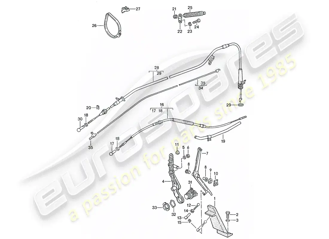 porsche 1988 (928) throttle control diagrama de piezas