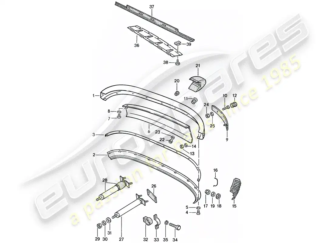 porsche 1988 (911) parachoque diagrama de piezas