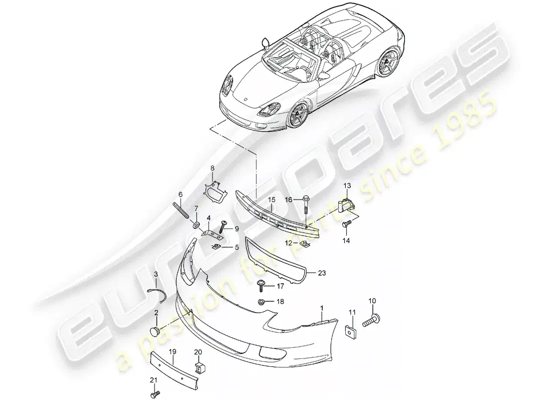 porsche 2005 (carrera gt) diagrama de piezas del parachoques