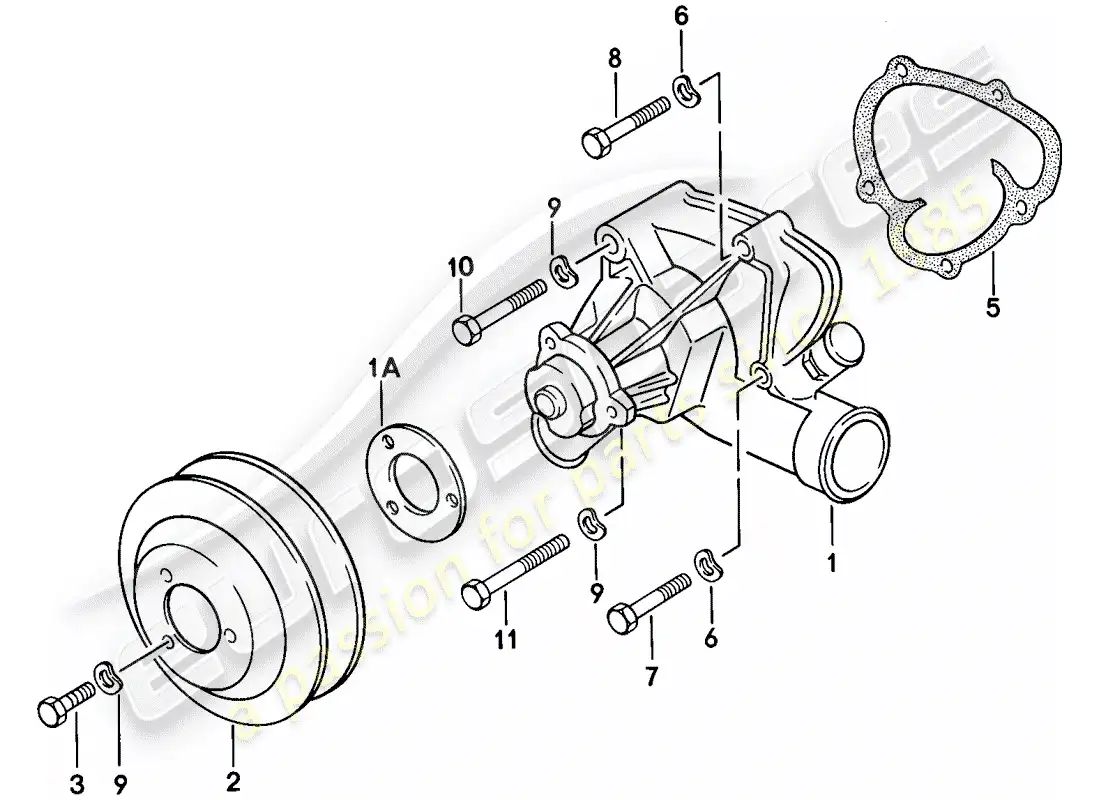 porsche 1977 (924) bomba de agua diagrama de piezas