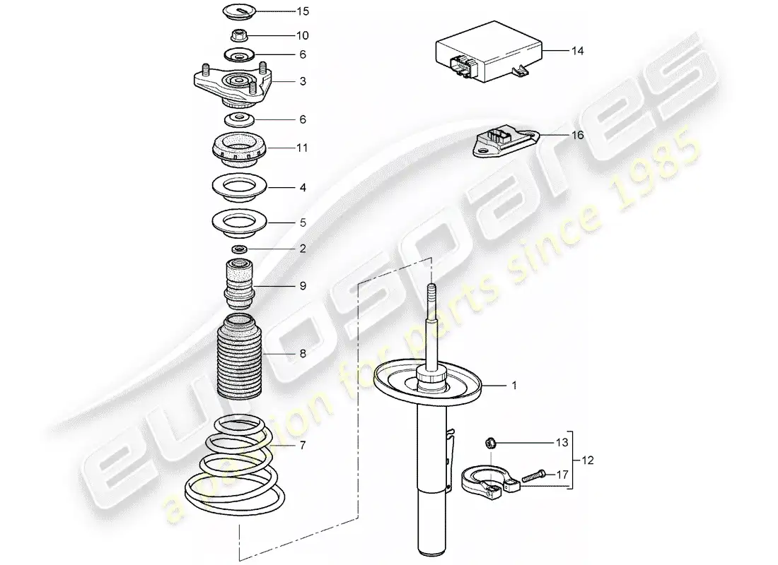 porsche 2005 (987 boxster) suspensión diagrama de piezas