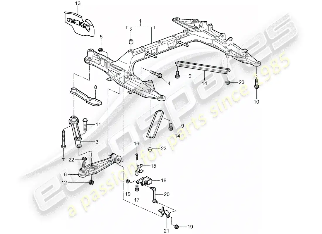 porsche 2006 (987 boxster) travesaño diagrama de piezas