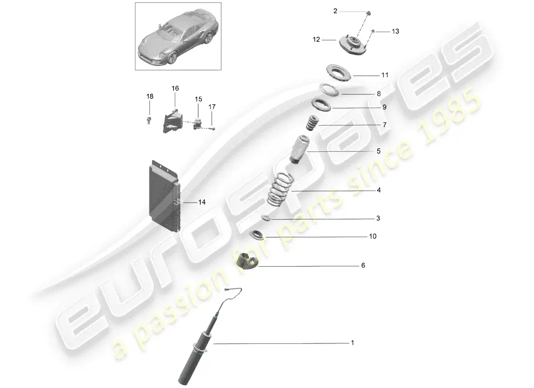 porsche 2015 (991-1 turbo) suspensión diagrama de piezas