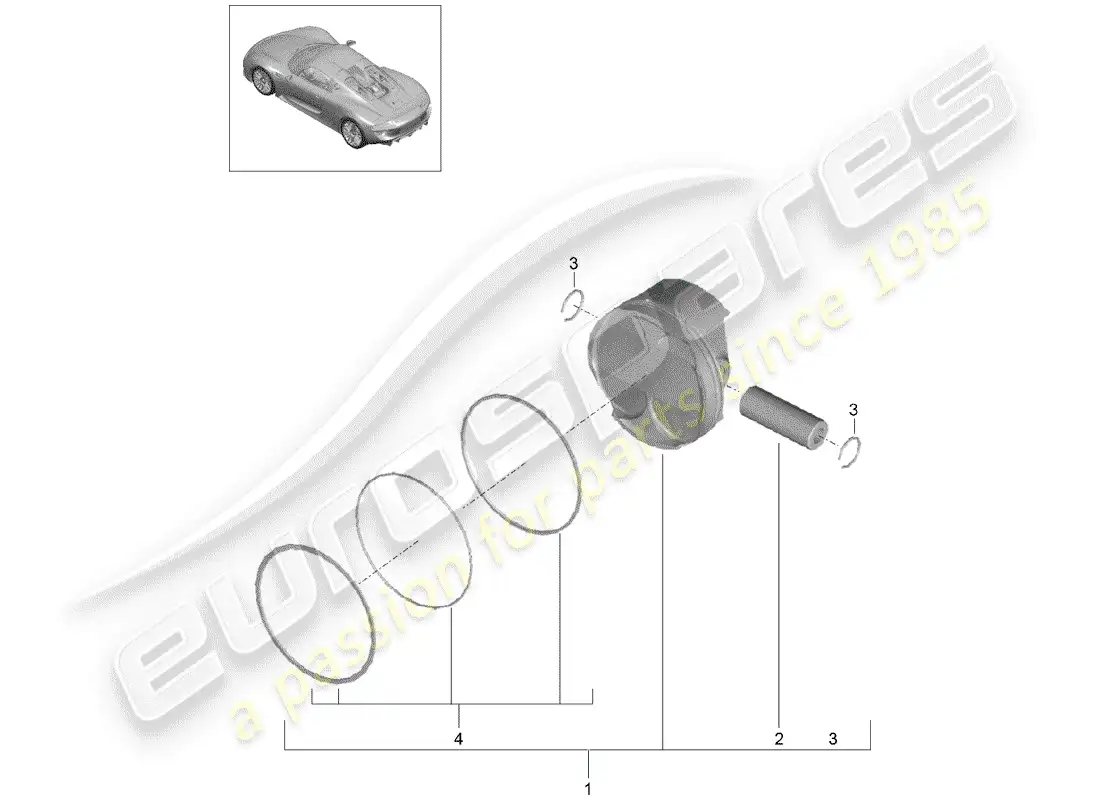 porsche 2015 (918 spyder) pistón diagrama de piezas