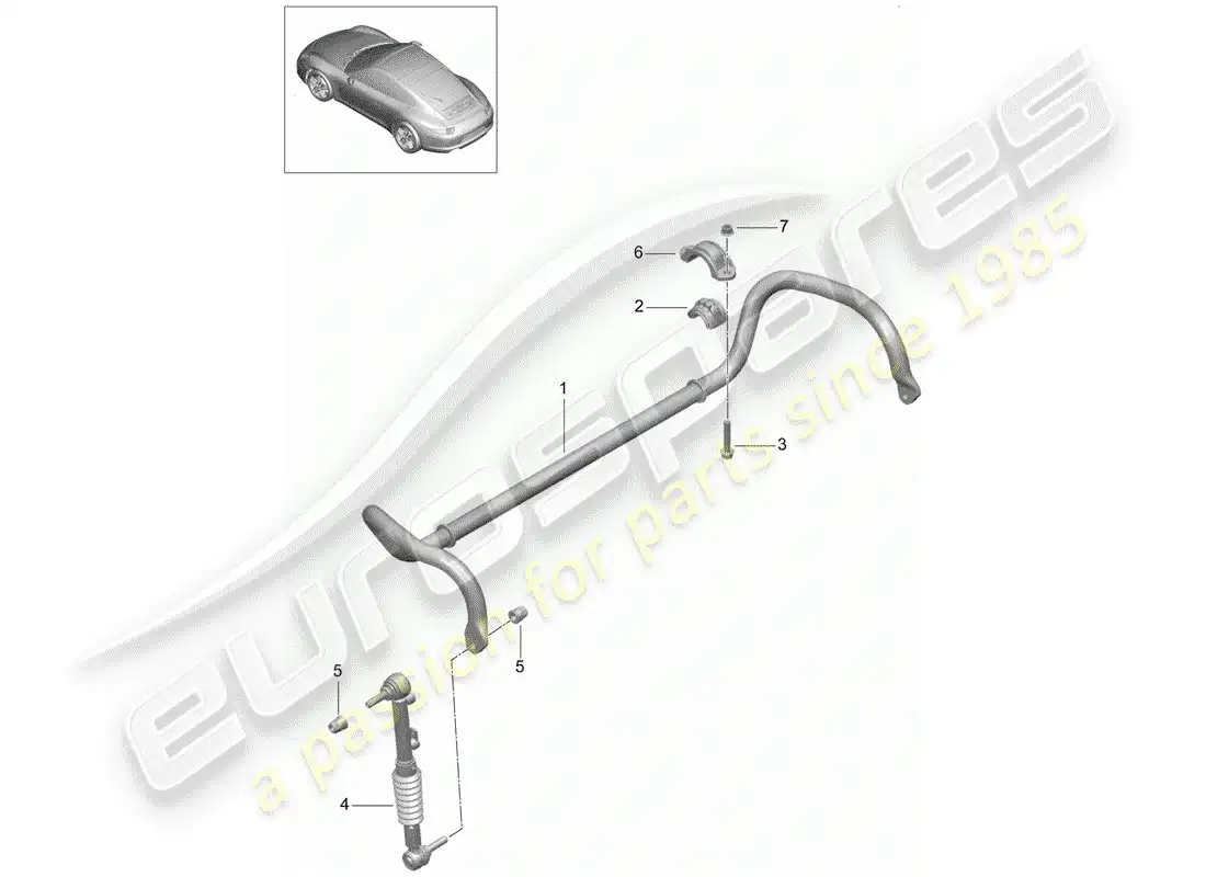 porsche 2012 (991-1) estabilizador diagrama de piezas