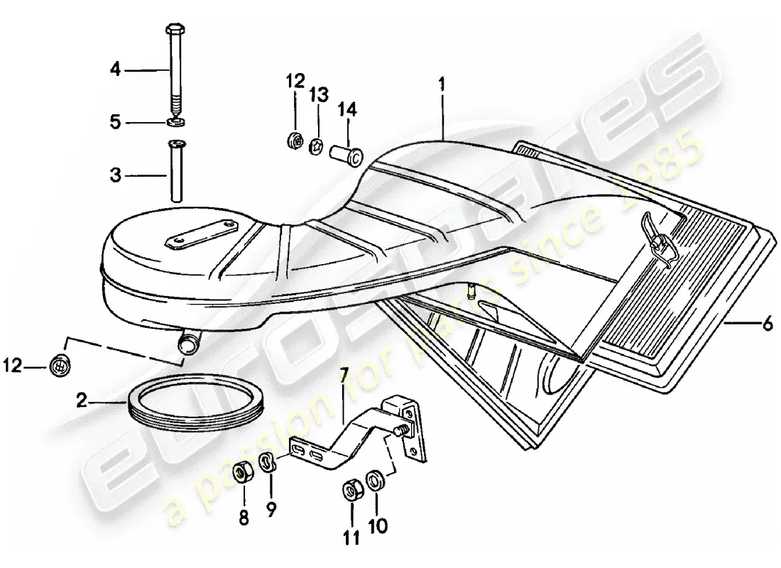 porsche 1980 (911) filtro de aire diagrama de piezas