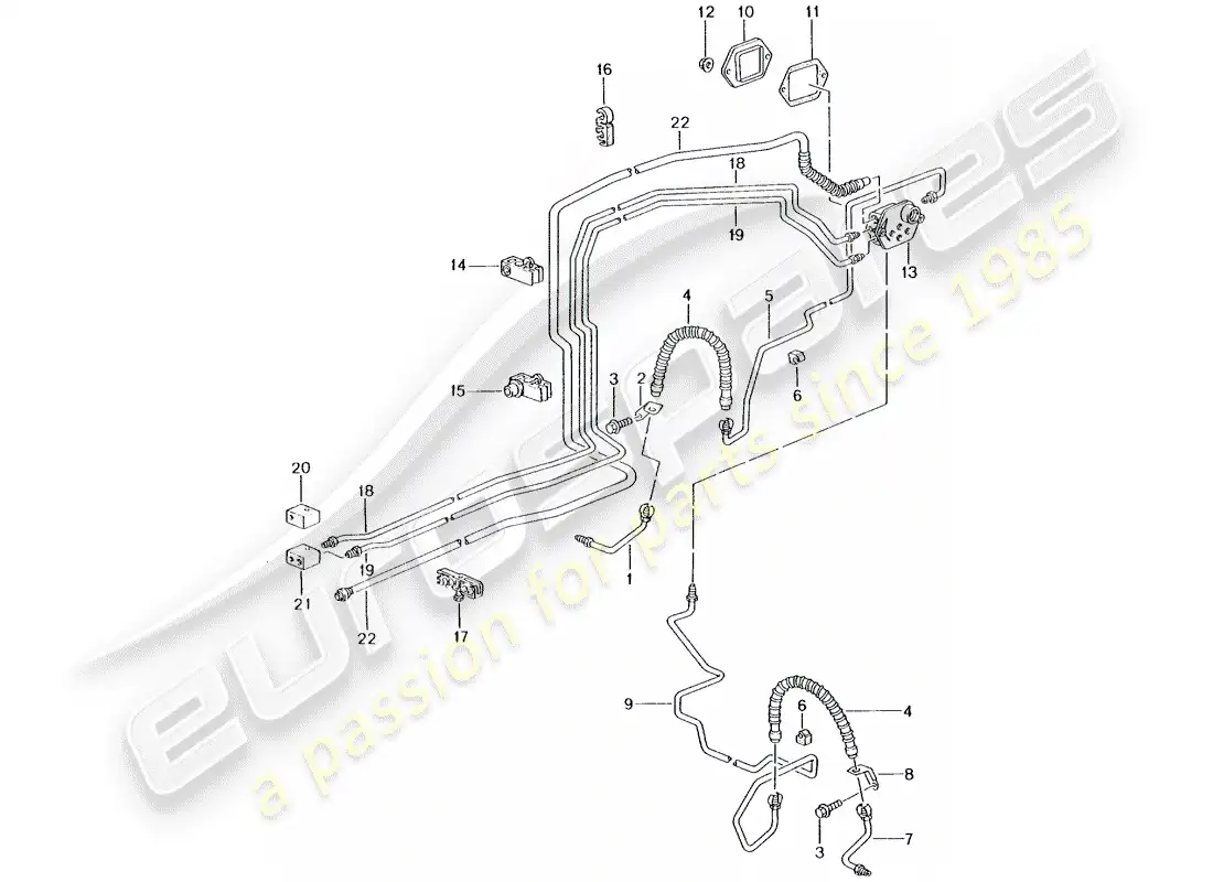 porsche 2003 (996 turbo / gt2) tubo de freno - eje delantero - bajos - tubo de vacío diagrama de piezas
