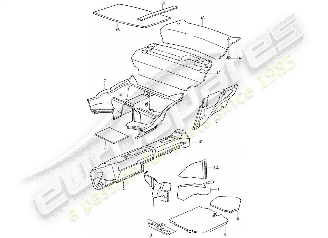 porsche 1996 (993) carcasa del cuerpo - absorbentes de sonido diagrama de piezas