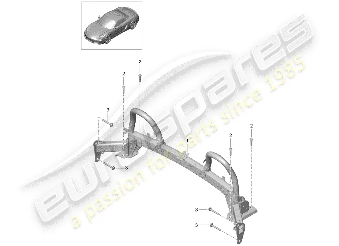 porsche 2014 (981 boxster) barra antivuelco diagrama de piezas