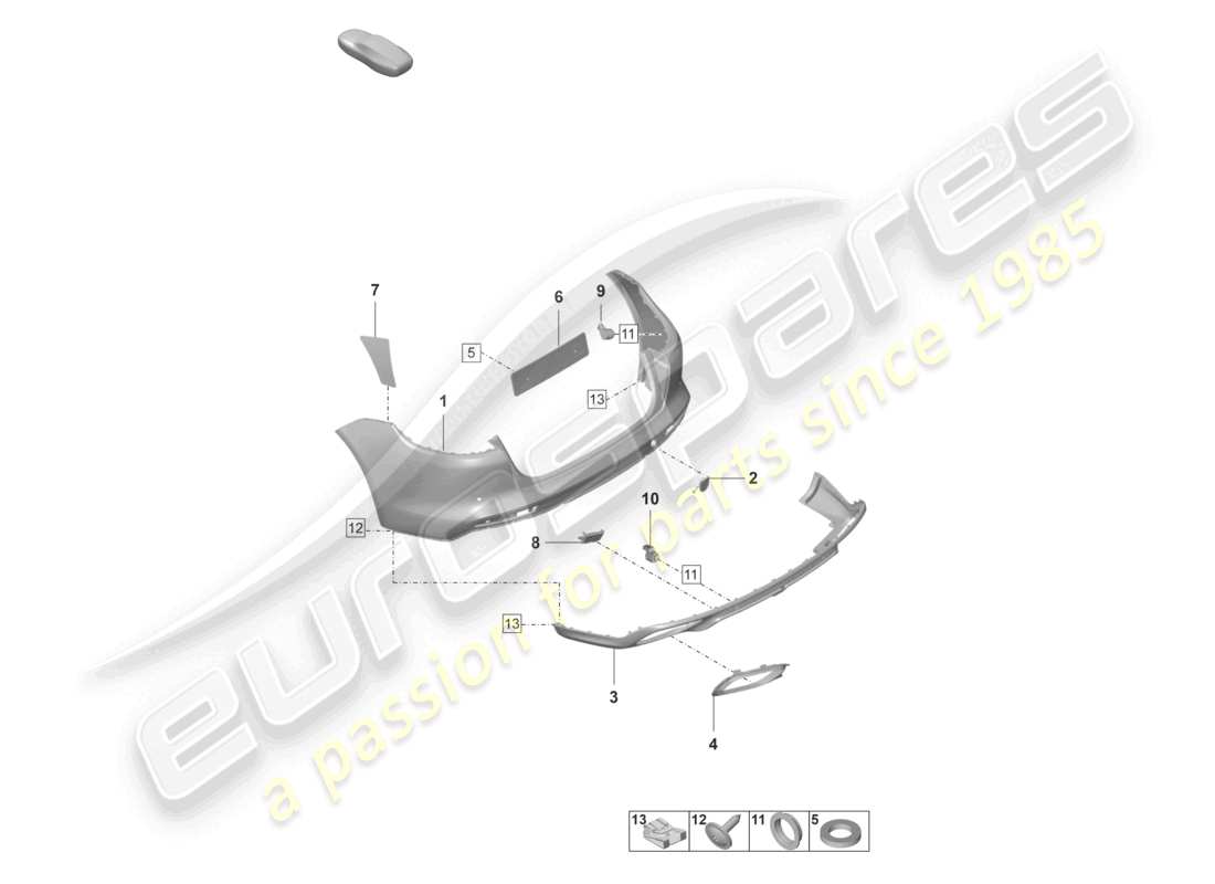 porsche 2022 (panamera 971-2) diagrama de piezas del parachoques trasero sport turismo
