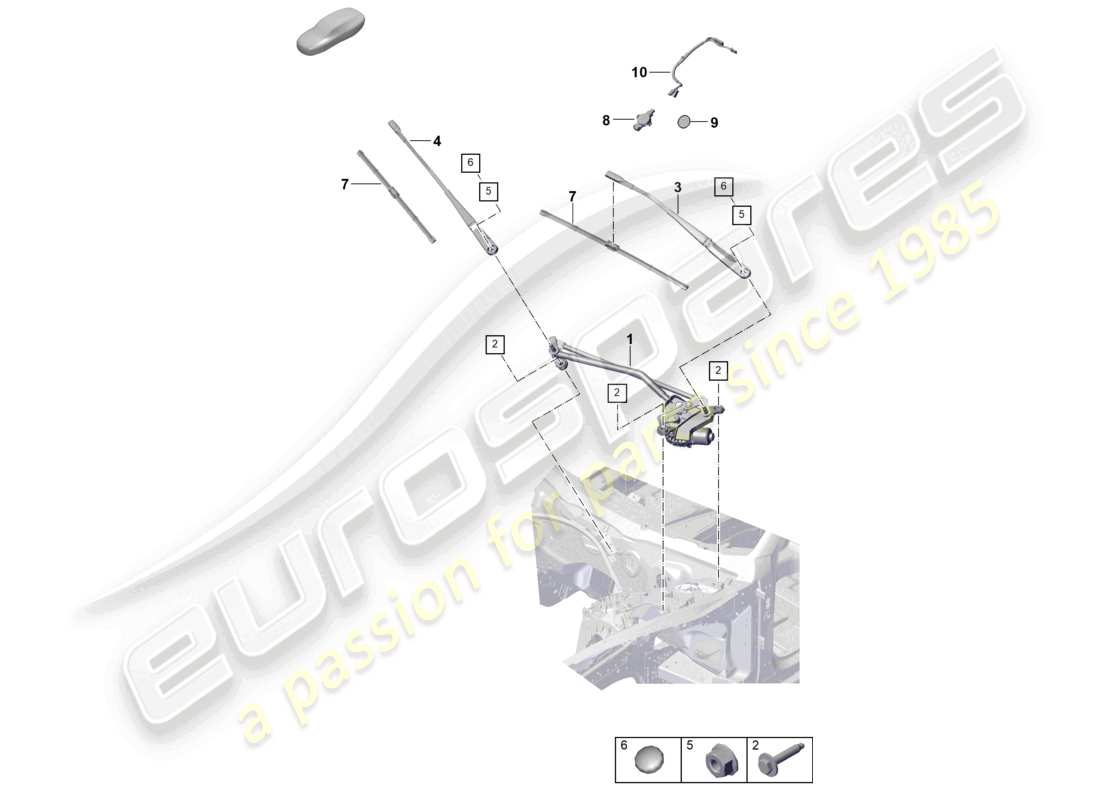 porsche 2025 (panamera 976) sistema limpiaparabrisas, compl. diagrama de piezas del sensor de lluvia