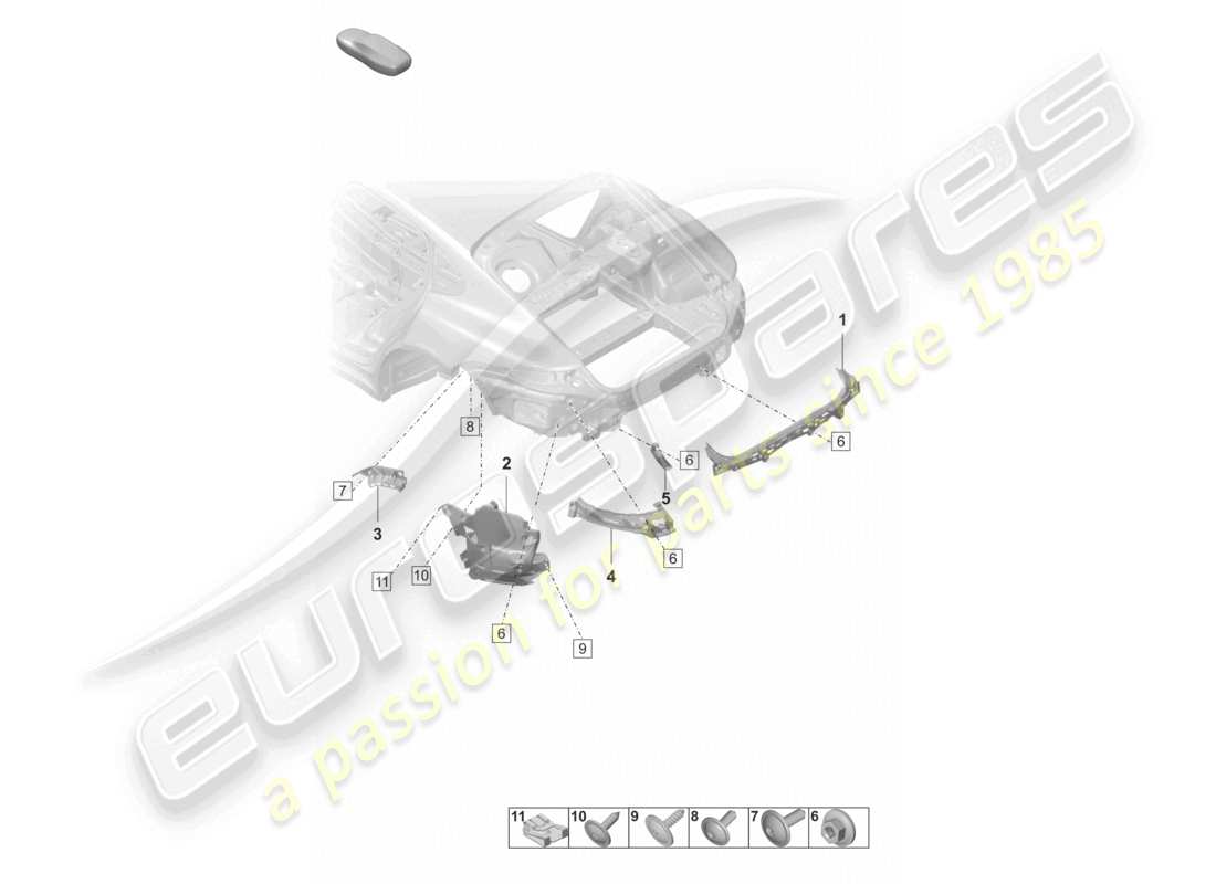 porsche 2022 (panamera 971-2) diagrama de piezas de los sujetadores del parachoques