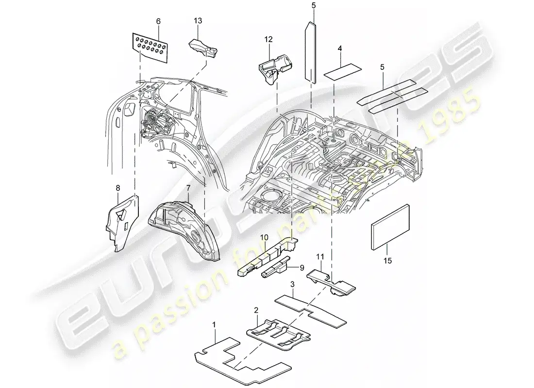 porsche 2004 (cayenne e1 9pa) absorbente de sonido diagrama de piezas