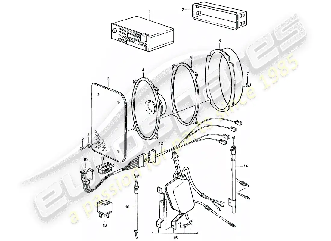 porsche 1983 (944) unidad de radio - con: - 4 - altavoz - f 94-cn400 111>> - f 94-dn400 109>> diagrama de piezas