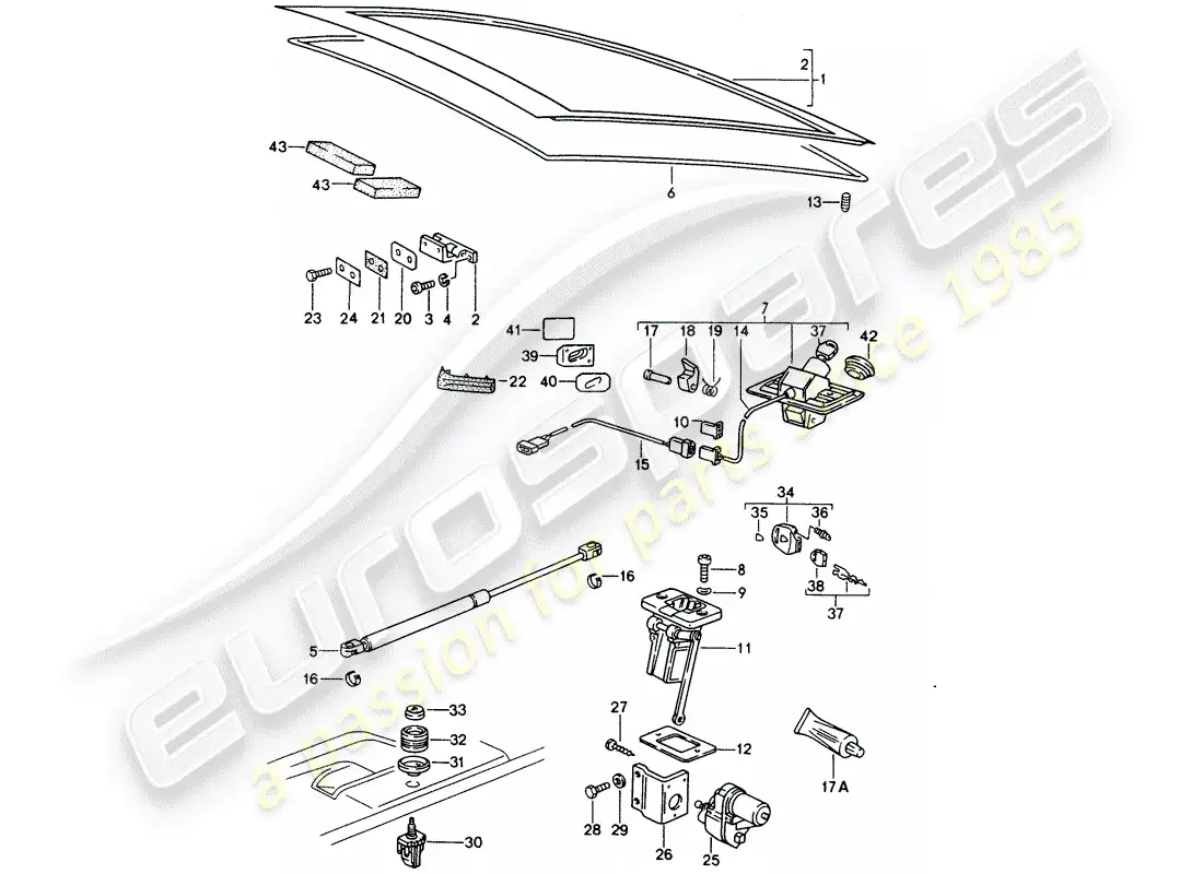 porsche 1993 (928) tapa del maletero trasero - piezas de instalación diagrama de piezas