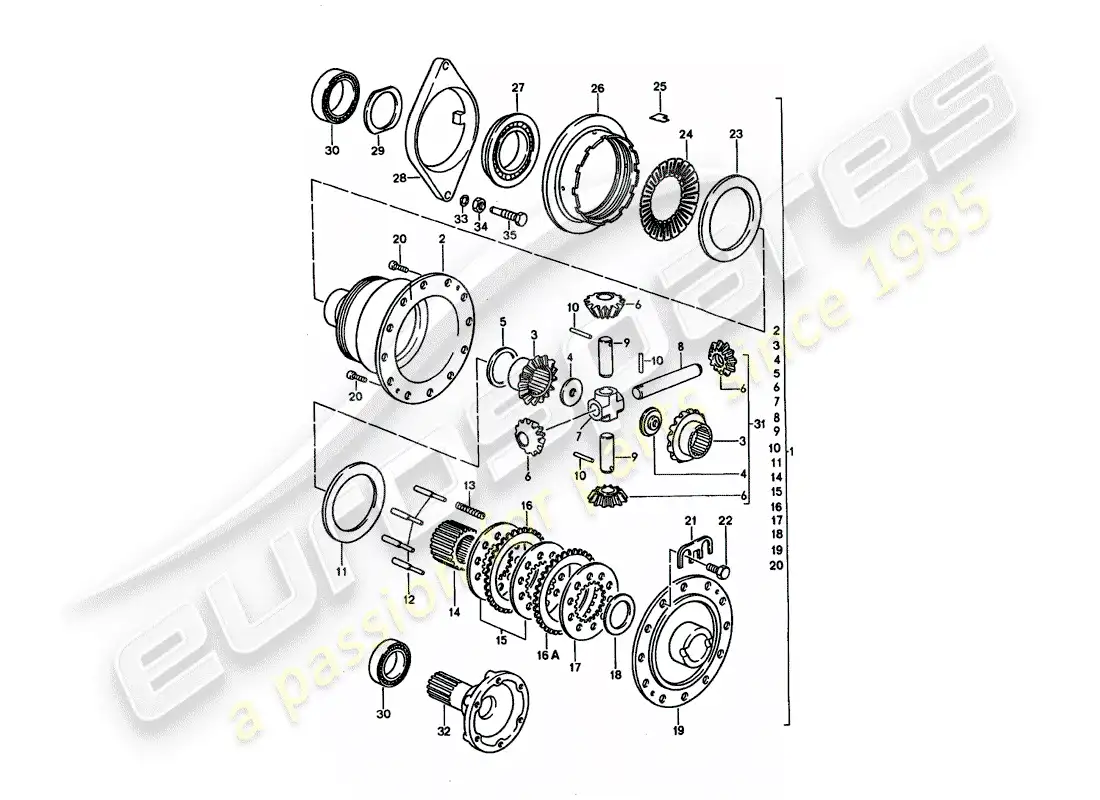 porsche 1994 (928) manual gearbox - porsche - limited slip differential diagrama de piezas