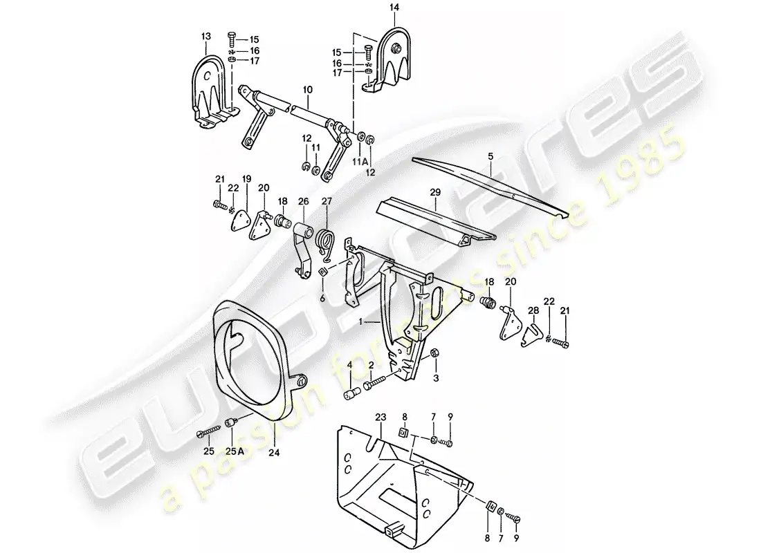 porsche 1986 (924s) faro emergente diagrama de piezas