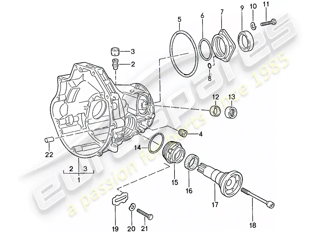 porsche 1991 (944) transmisión de repuesto - carcasa de impulsión final - para - transmisión automática - d >> - mj 1989 diagrama de piezas