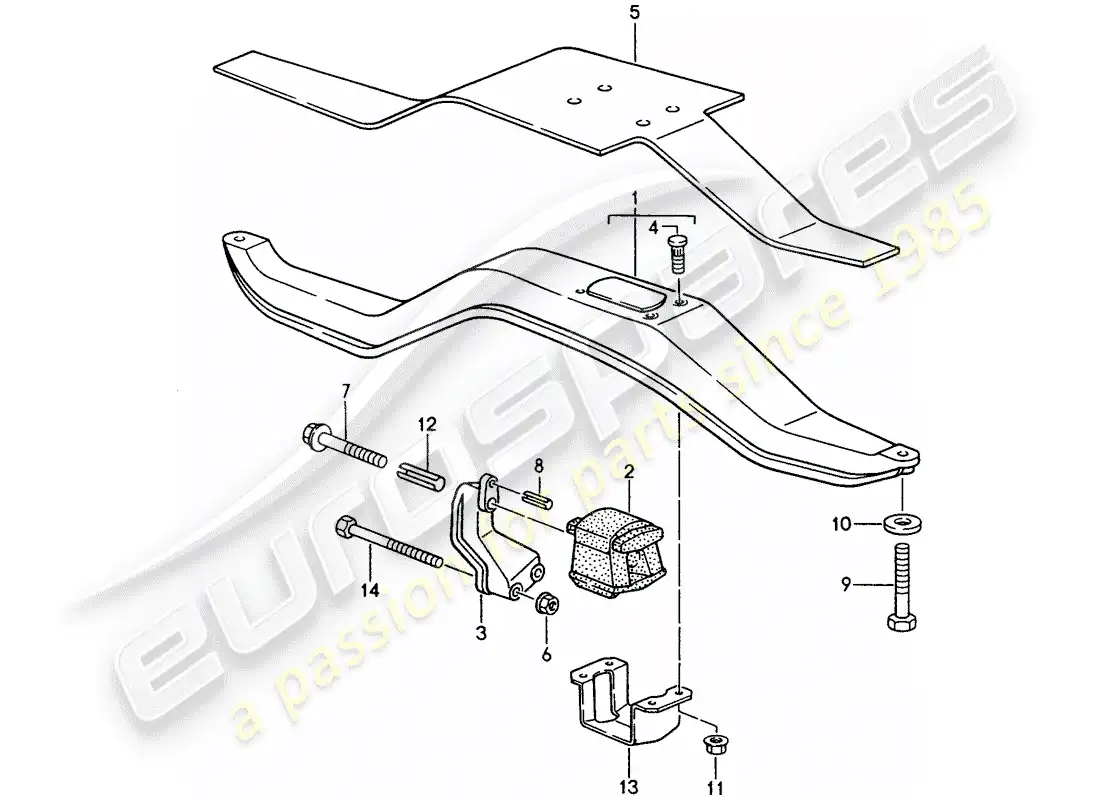 porsche 1994 (968) caja de cambios manual - suspensión de la transmisión diagrama de piezas