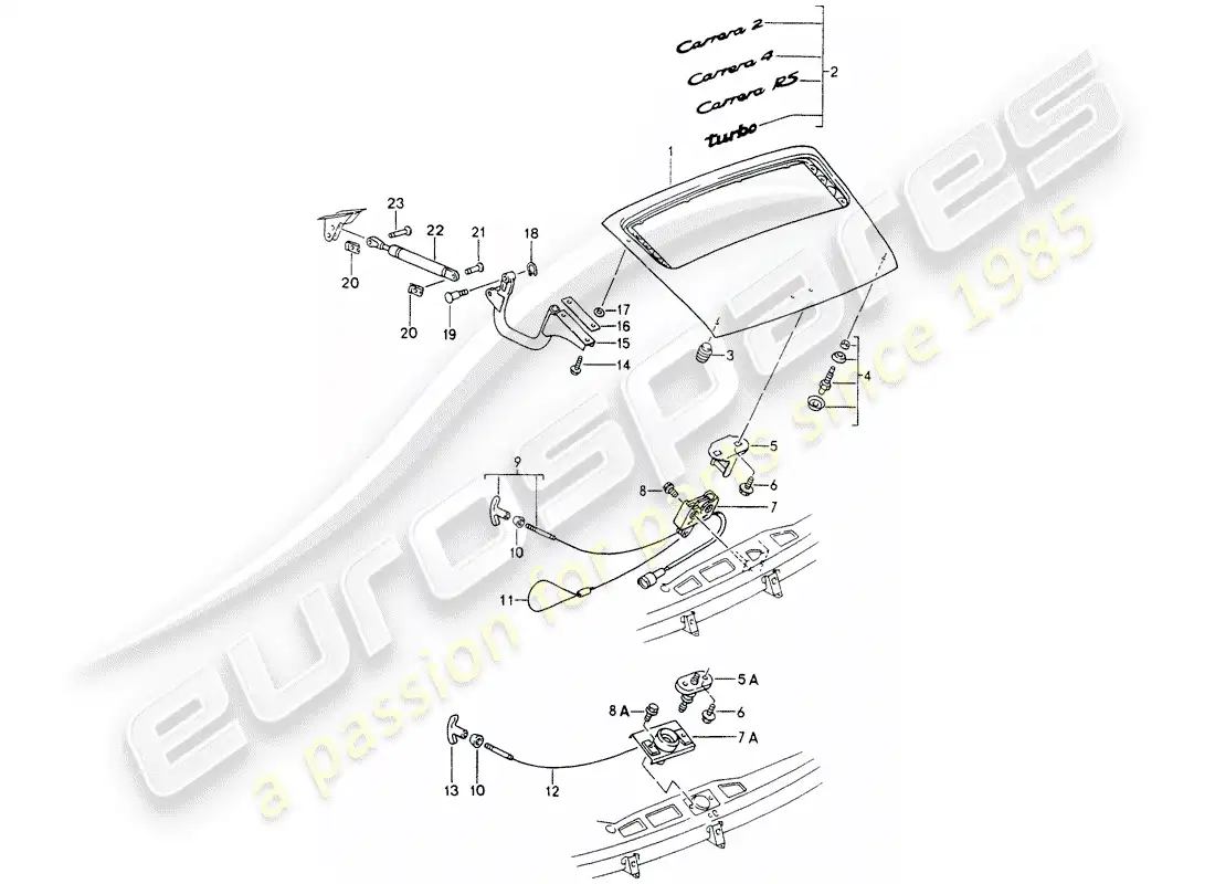 porsche 1989 (964) cubrir diagrama de piezas