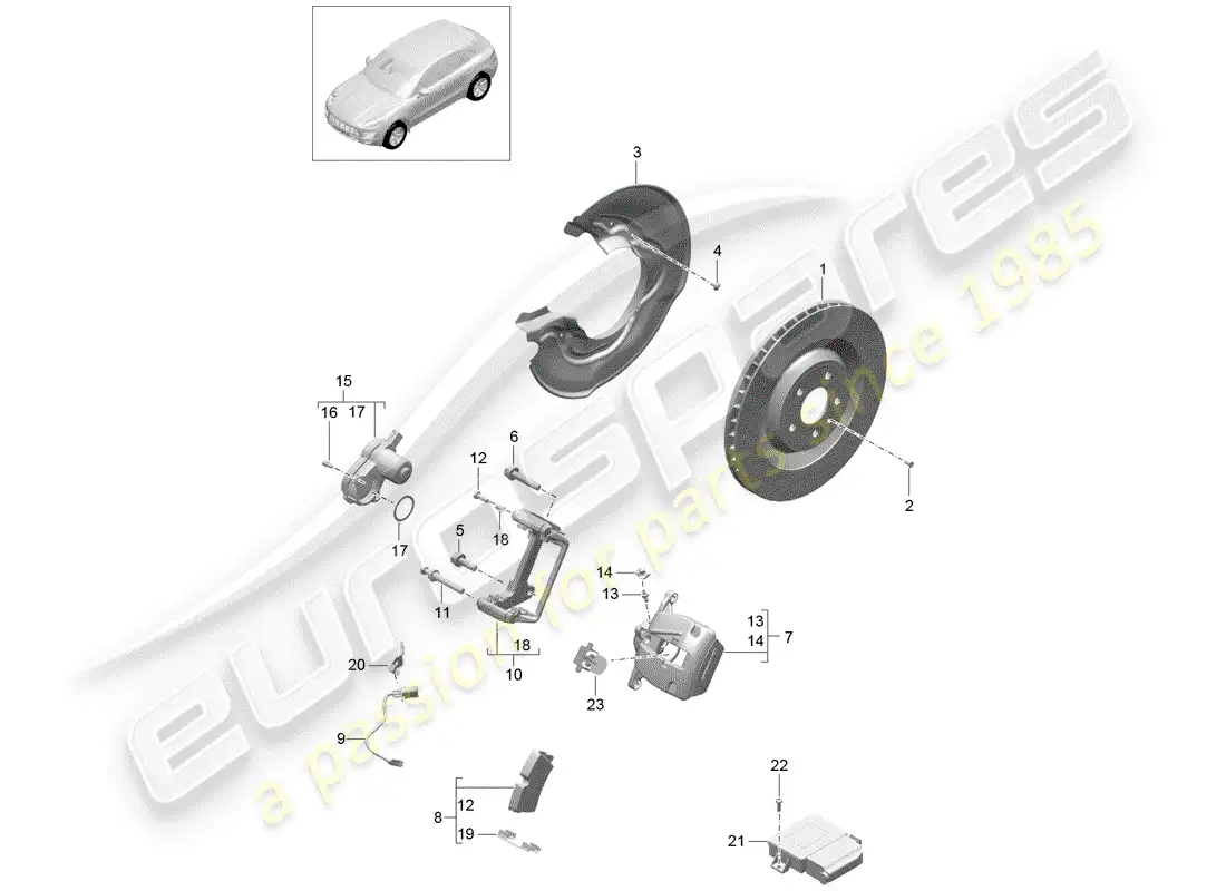 porsche 2016 (macan) frenos de disco diagrama de piezas