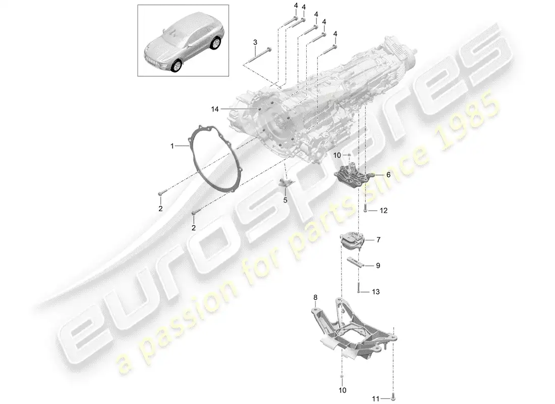 porsche 2016 (macan) piezas de montaje para motor y diagrama de piezas
