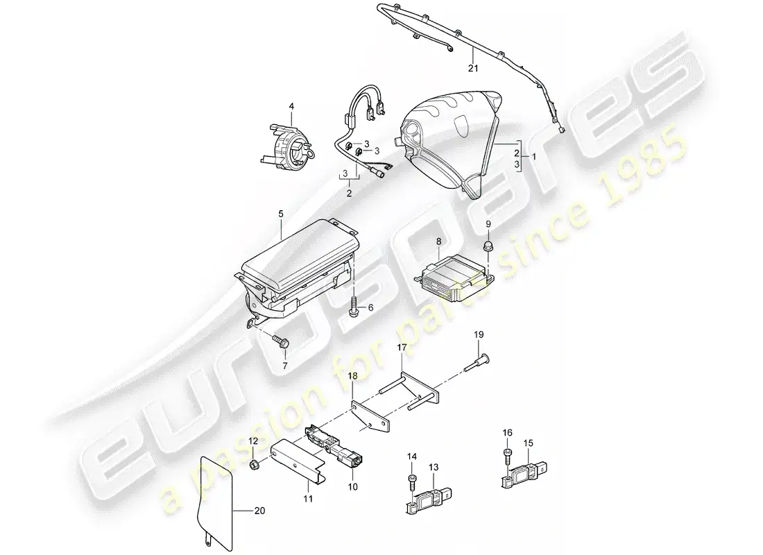 porsche 2009 (cayenne e1 9pa) bolsa de aire diagrama de piezas