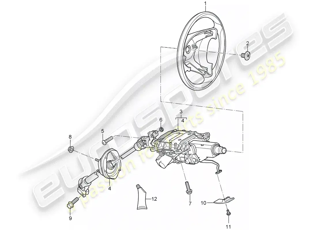 porsche 2007 (cayenne e1 9pa) volantes diagrama de piezas