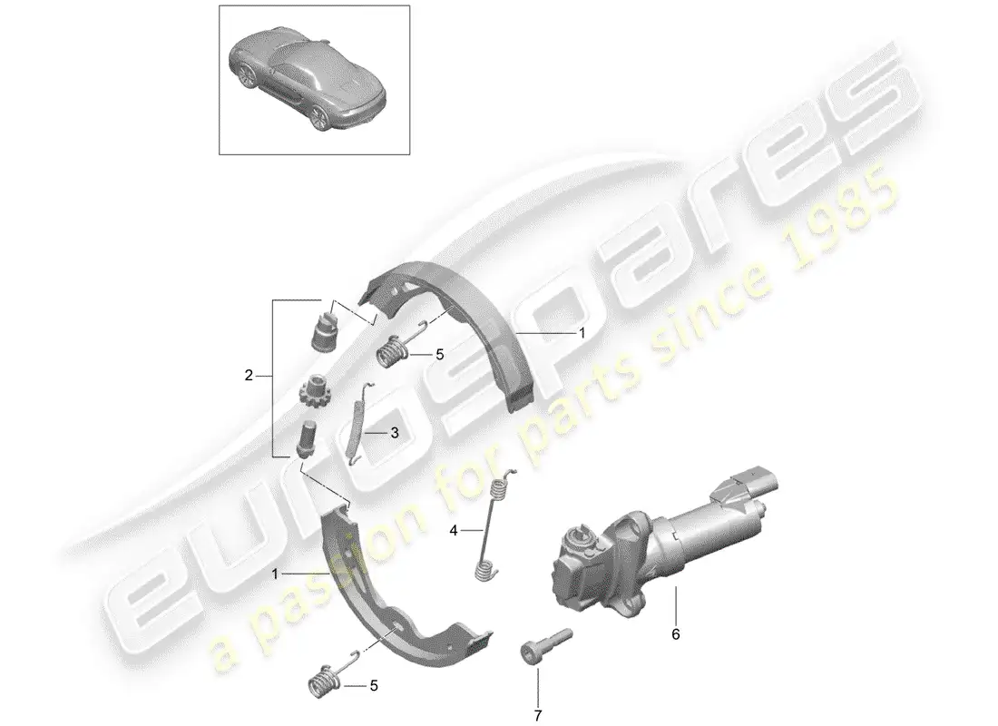 porsche 2012 (981 boxster) parking brake diagrama de piezas