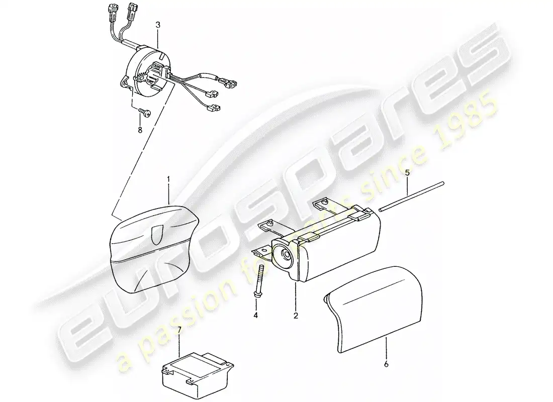 porsche 1998 (986 boxster) bolsa de aire diagrama de piezas