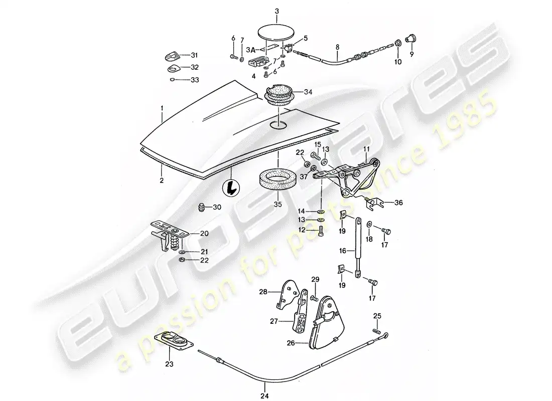 porsche 1988 (959) cubrir diagrama de piezas
