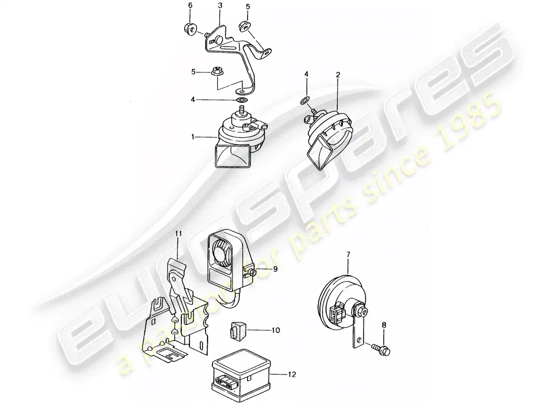 porsche 1999 (996) bocina de fanfarria - bocina - sistema de alarma diagrama de piezas