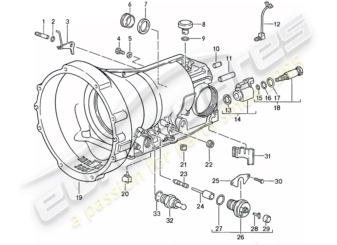 porsche 1988 (928) transmisión automática - caja de transmisión - accesorios diagrama de piezas
