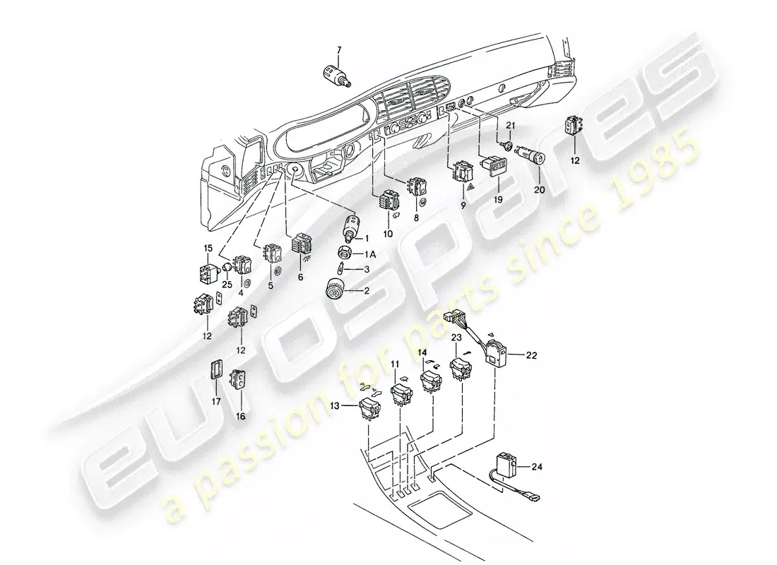 porsche 1991 (944) interruptor - reloj diagrama de piezas
